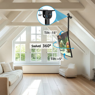 Ceiling TV Mount for 26-70 inch TVs, 360° Swivel Full Motion Ceiling Mount TV Bracket, Height Adjustable, Tilt TVs Ceilings Mounts, Supports up to 110 Lbs, Max VESA 400x400mm